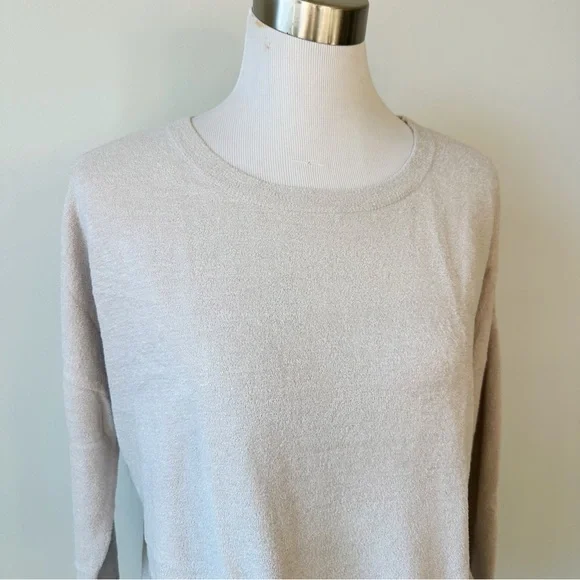 Barefoot Dreams Cozy Chic Ultralite Pullover Lounge Tie Hem Top in Stone, Small - Picture 2 of 16